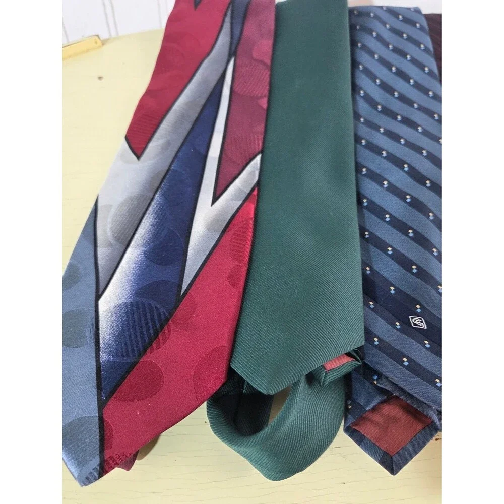 Lot of 6 Men’s Ties Designer Mixed Brands Silk Polyester Striped Geometric Class